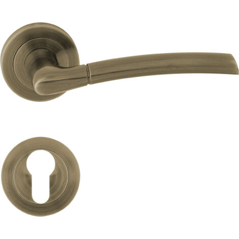 DOMINO Poignée de porte PRESTO-R M3 PZ Poignée avec plaque PZ pour cylindre profilé Bronze