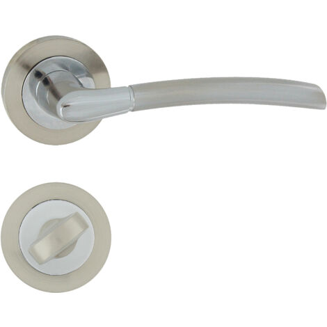 DOMINO Poignée de porte PRESTO-R M6/M9 WC Poignée avec rosace WC Chrome/nickel brillant