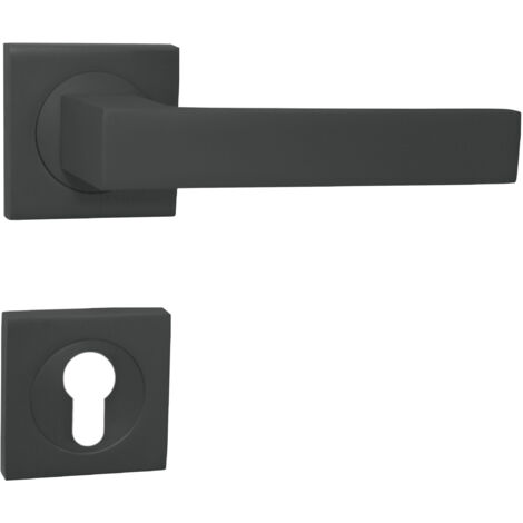 DOMINO Poignée de porte QUBIK-QR M8 PZ Poignée avec plaque PZ pour cylindre profilé titane