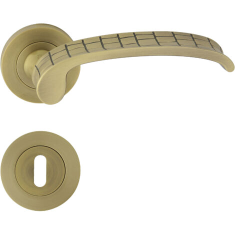 DOMINO Poignée de porte SKIN R M3 Matt BB Poignée avec rosace BB pour clé Bronze mat