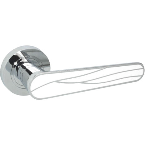 DOMINO Poignée de porte SNAP R M6 Blanc Poignée Sans rosace Chrome brillant/blanc