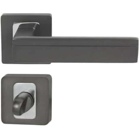 DOMINO Poignée de porte TIK QR M6 ANTRYCYT WC Poignée avec rosace WC Chrome brillant/anthracite
