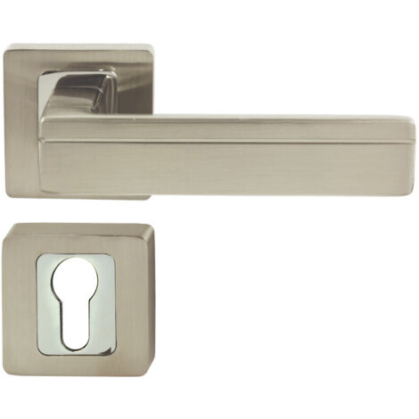 DOMINO Poignée de porte TIK QR M6/M9 PZ Poignée avec plaque PZ pour cylindre profilé Chrome/nickel brillant