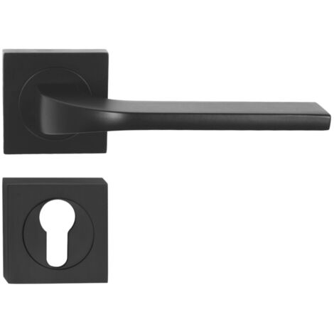 DOMINO Poignée de porte TIPO QR Noir PZ Poignée avec plaque PZ pour cylindre profilé Noir