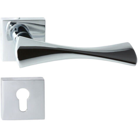 DOMINO Poignée de porte TORA QR M6 PZ Poignée avec plaque PZ pour cylindre profilé Chromé brillant