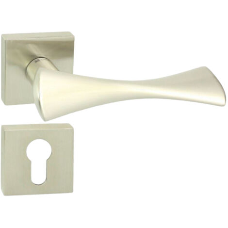 DOMINO Poignée de porte TORA QR M9 PZ Poignée avec plaque PZ pour cylindre profilé Nickel