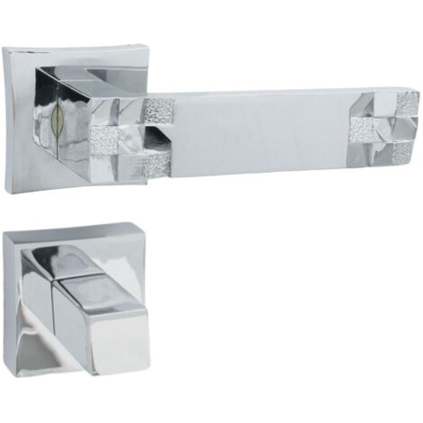 DOMINO Poignée de porte TORO QR M6 WC Poignée avec rosace WC Chromé brillant