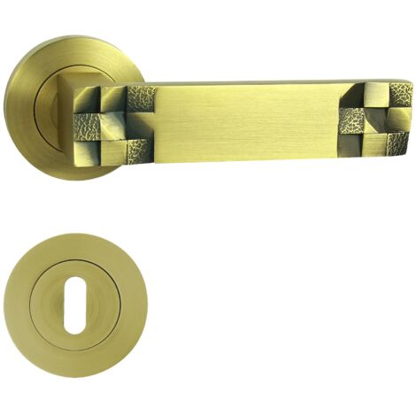 DOMINO Poignée de porte TORO R M3 Matt BB Poignée avec rosace BB pour clé Bronze mat