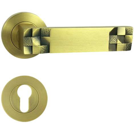 DOMINO Poignée de porte TORO R M3 Matt PZ Poignée avec plaque PZ pour cylindre profilé Bronze mat
