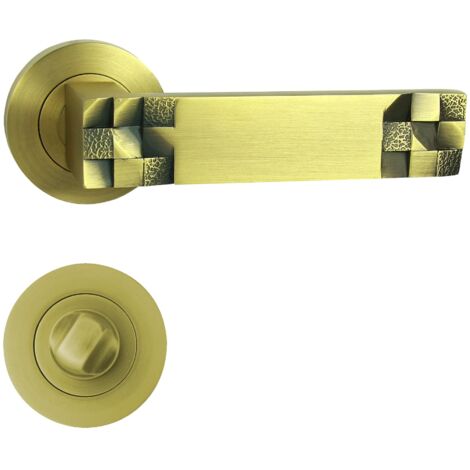 DOMINO Poignée de porte TORO R M3 Matt WC Poignée avec rosace WC Bronze mat