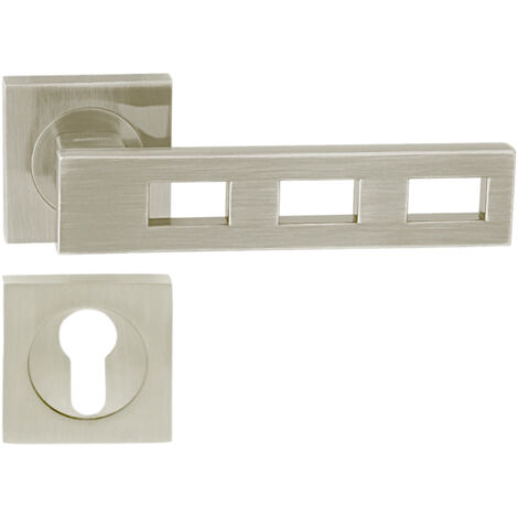 DOMINO Poignée de porte TRE QR M9 PZ Poignée avec plaque PZ pour cylindre profilé Nickel