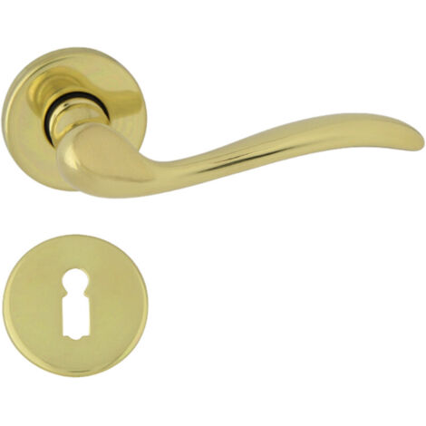 DOMINO Poignée de porte TULUZA R M1 BB Poignée avec rosace BB pour clé Laiton satiné/brillant