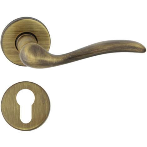 DOMINO Poignée de porte TULUZA R M3 PZ Poignée avec plaque PZ pour cylindre profilé Bronze