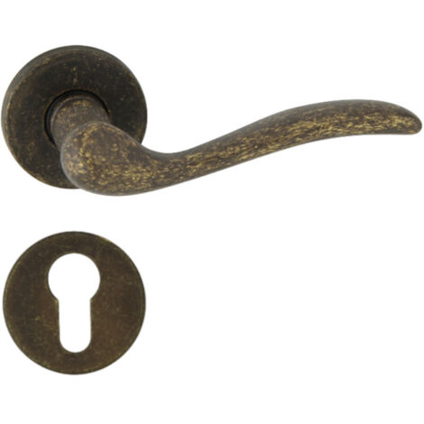 DOMINO Poignée de porte TULUZA R M75 PZ Poignée avec plaque PZ pour cylindre profilé Bronze antique