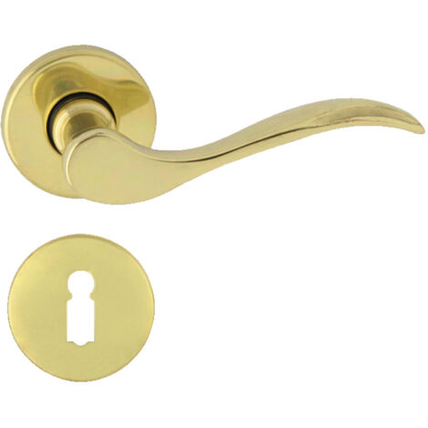 DOMINO Poignée de porte VENUS R M1 BB Poignée avec rosace BB pour clé Laiton brillant