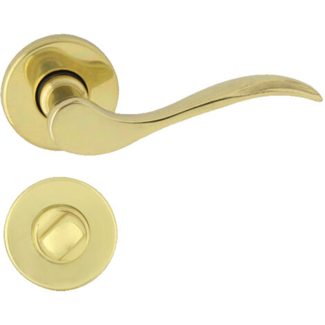DOMINO Poignée de porte VENUS R M1 WC Poignée avec rosace WC Laiton brillant