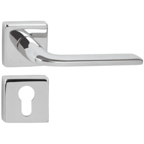 DOMINO Poignée de porte VITTORIA QR M6 PZ Poignée avec plaque PZ pour cylindre profilé Chromé brillant