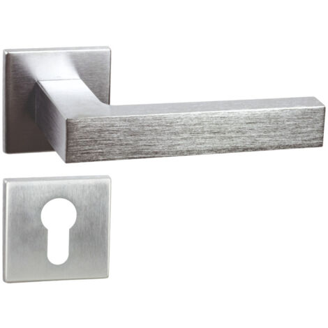 DOMINO Poignée de porte YORK QR M4 PZ Poignée avec plaque PZ pour cylindre profilé Chromé satiné