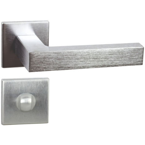 DOMINO Poignée de porte YORK QR M4 WC Poignée avec rosace WC Chromé satiné