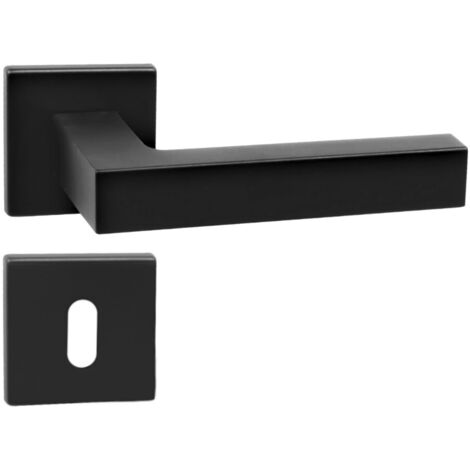 DOMINO Poignée de porte YORK QR Noir BB Poignée avec rosace BB pour clé Noir