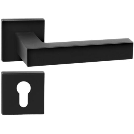 DOMINO Poignée de porte YORK QR Noir PZ Poignée avec plaque PZ pour cylindre profilé Noir