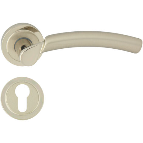 DOMINO Poignée de porte ZITA M7 M9 PZ Poignée avec plaque PZ pour cylindre profilé Chromé/Nickel