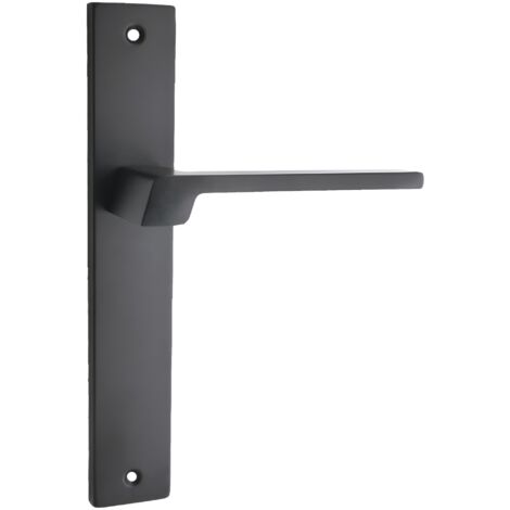 domino Türgriff Blind Drückergarnitur Langschildgarnitur Türklinke für Zimmertür, Bürotür, Kellertür & Innentür L-Form Türbeschläge aus Aluminium Schwarz Türdrückergarnitur CANTORO BLACK