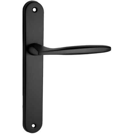 domino Türgriff Blind Drückergarnitur Langschildgarnitur Türklinke für Zimmertür, Bürotür, Kellertür & Innentür L-Form Türbeschläge aus Aluminium Schwarz Türdrückergarnitur MIA BLACK