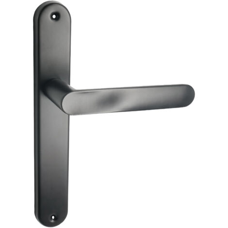 domino Türgriff Blind Drückergarnitur Langschildgarnitur Türklinke für Zimmertür, Bürotür, Kellertür & Innentür L-Form Türbeschläge aus Aluminium Schwarz Türdrückergarnitur OVAL BLACK