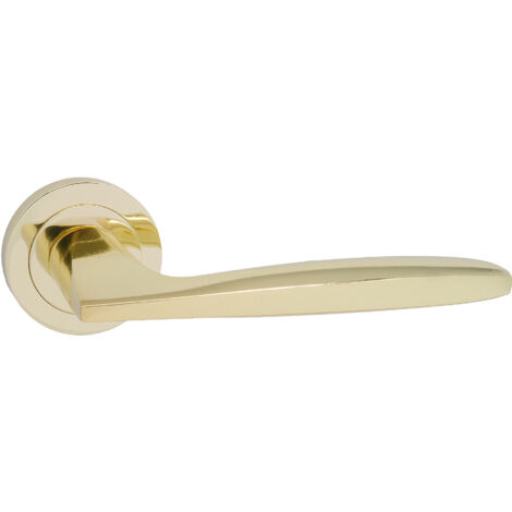 domino Türgriff Drückergarnitur Türklinke für Zimmertür, Bürotür, Kellertür & Innentür Türbeschläge aus Aluminium Messing Gold Türdrückergarnitur MIA-R M1