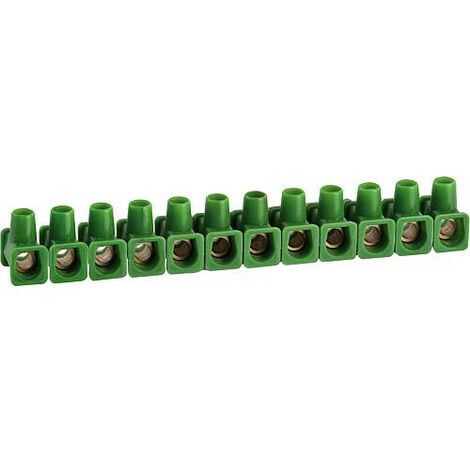 Barrette de domino électrique 6mm² - 12 connexions en laiton - Max 41A -  Noir