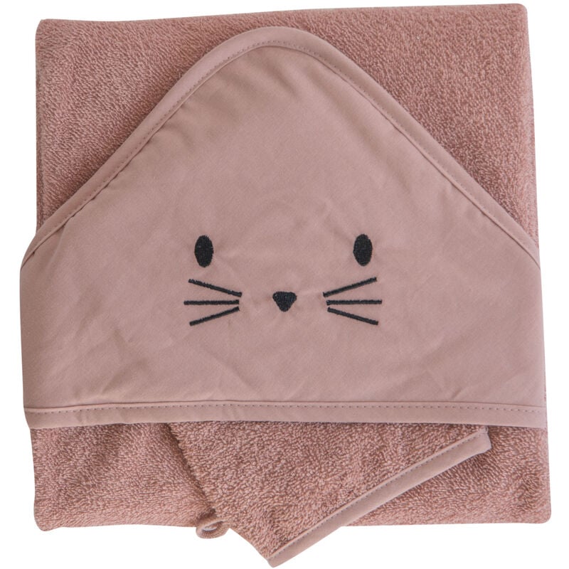 Domiva - Set sortie de bain et gant lapin Terracotta 75x75 cm