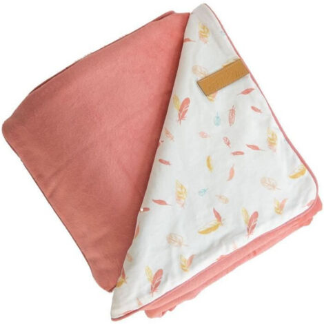 DOMIVA Couverture Happy - Microfibre 100% Polyester - Blanc/Corail/Jaune - 75 x 100 cm