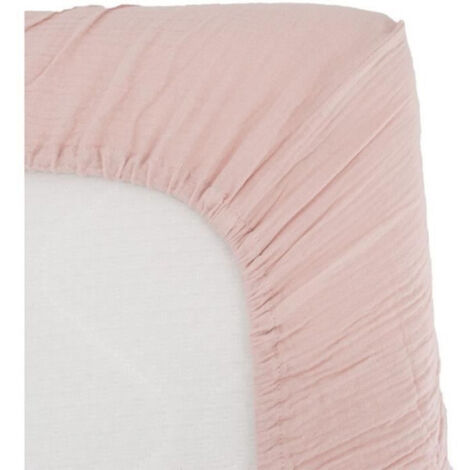 Domiva Drap housse bébé double gaze vieux rose 60x120 cm