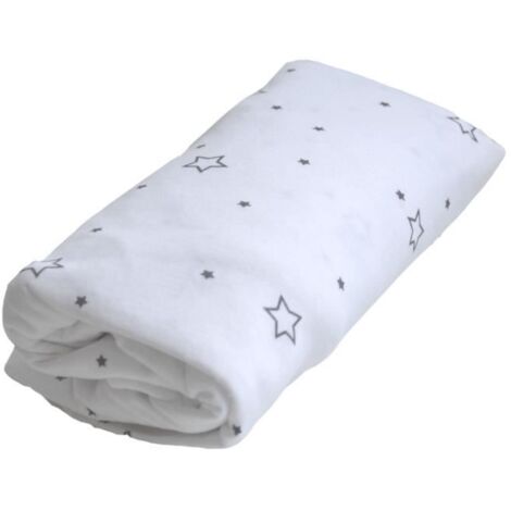 DOMIVA Drap housse impermeable - 160 g/m2 - 60 x 120 cm - Blanc imprime etoile gris