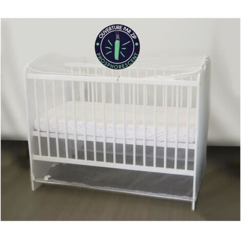 DOMIVA Housse moustiquaire adaptable blanc à zip sur toute la hauteur mailles ultra fines 100 x 70 x 125 cm