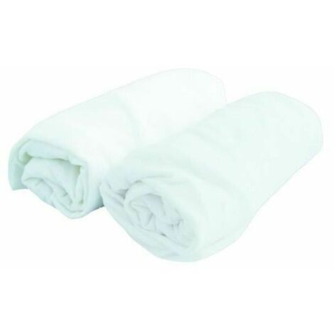 DOMIVA Lot 2 Draps housse Jersey - 60 x 120 cm - Blanc/Blanc