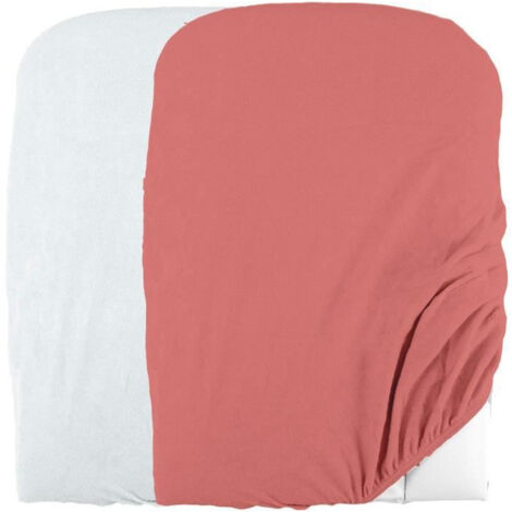 DOMIVA Lot 2 Housses matelas a langer - Eponge polycoton - oeko-Tex - Blanc/Terracotta - 50 x 75 cm