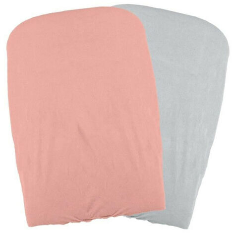 DOMIVA Lot 2 Housses matelas a langer - Polycoton - oeko-Tex - Peche/Perle - 50 x 75 cm