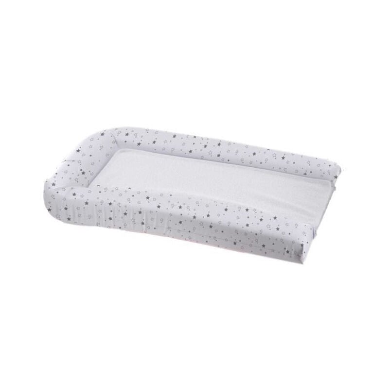 Matelas langer pvc + 2 Eponges amovibles - Blanc imprime etoiles - Domiva