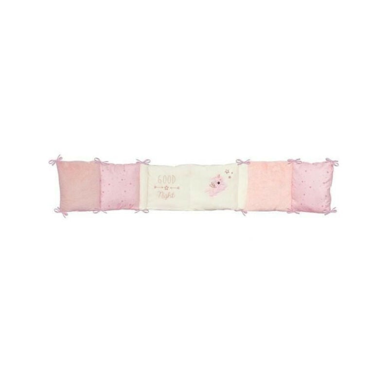tour de lit jolly - microfibre 100% polyester - adaptable - blanc/rose - 30 x 180 cm - domiva