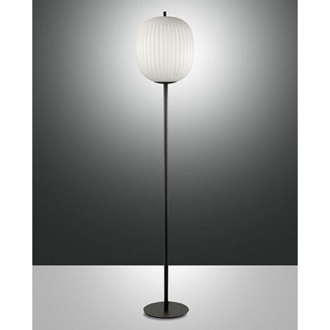 DOMIZIA LAMPADA DA TERRA NERA 1 LUCE ATTACCO E27 DIMMERABILE D. VETRO 32CM