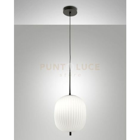 DOMIZIA LAMPADARIO A SOSPENSIONE NERO D.25CM IN METALLO E VETRO 1 LUCE ATTACCO E27