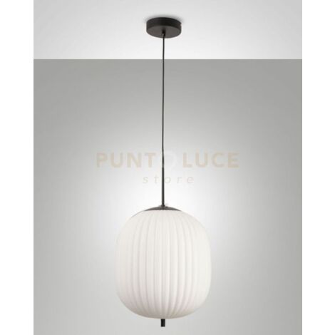 DOMIZIA LAMPADARIO A SOSPENSIONE NERO D.32CM IN METALLO E VETRO 1 LUCE ATTACCO E27