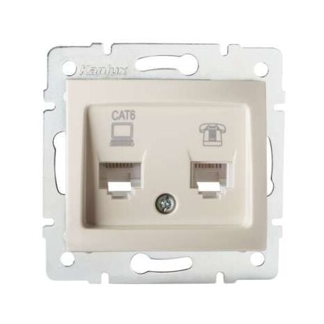 Presa a Muro con 2 Frutti RJ45 Cat.6 UTP Beige - Techly