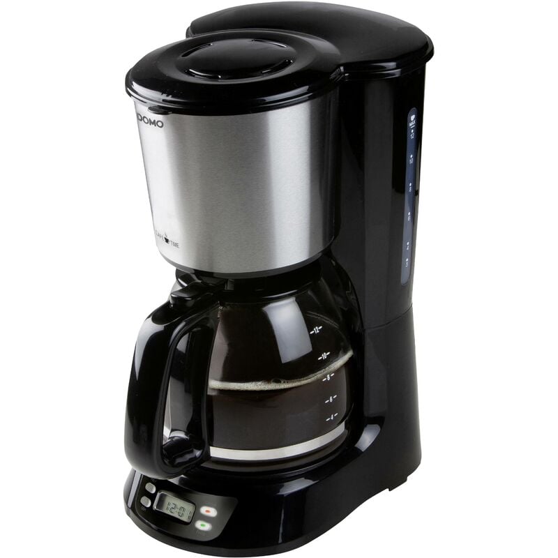 DO1065K Cafetière noir, acier inoxydable Nombre de tasse=12 écran, minuteur, verseuse en verre X533422 - Domo