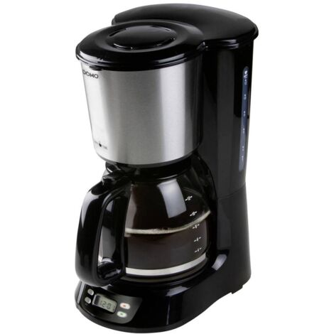 DOMO DO1065K Macchina per il caffè Nero, acciaio inox Capacità tazze=12 Display, funzione timer, Caraffa in vetro