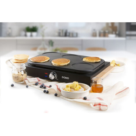 DOMO DO8717P Pancake-Platten Antihaftbeschichtung, Kontrollleuchte Schwarz