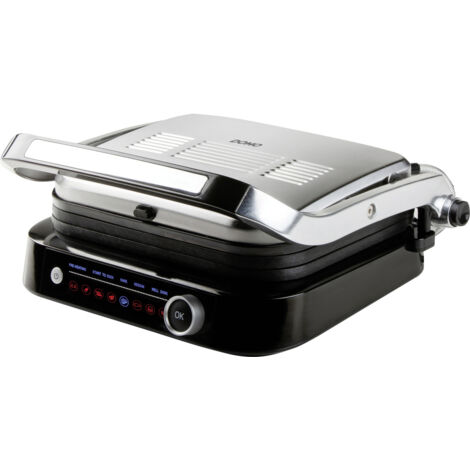 DOMO Genius Elektro Kontaktgrill Antihaftbeschichtung, mit Display  Edelstahl, Schwarz