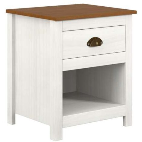 Domo Mea Comodino 1 Cassetto Bianco con Piano Noce Topazio  - 46x40,5x55 cm